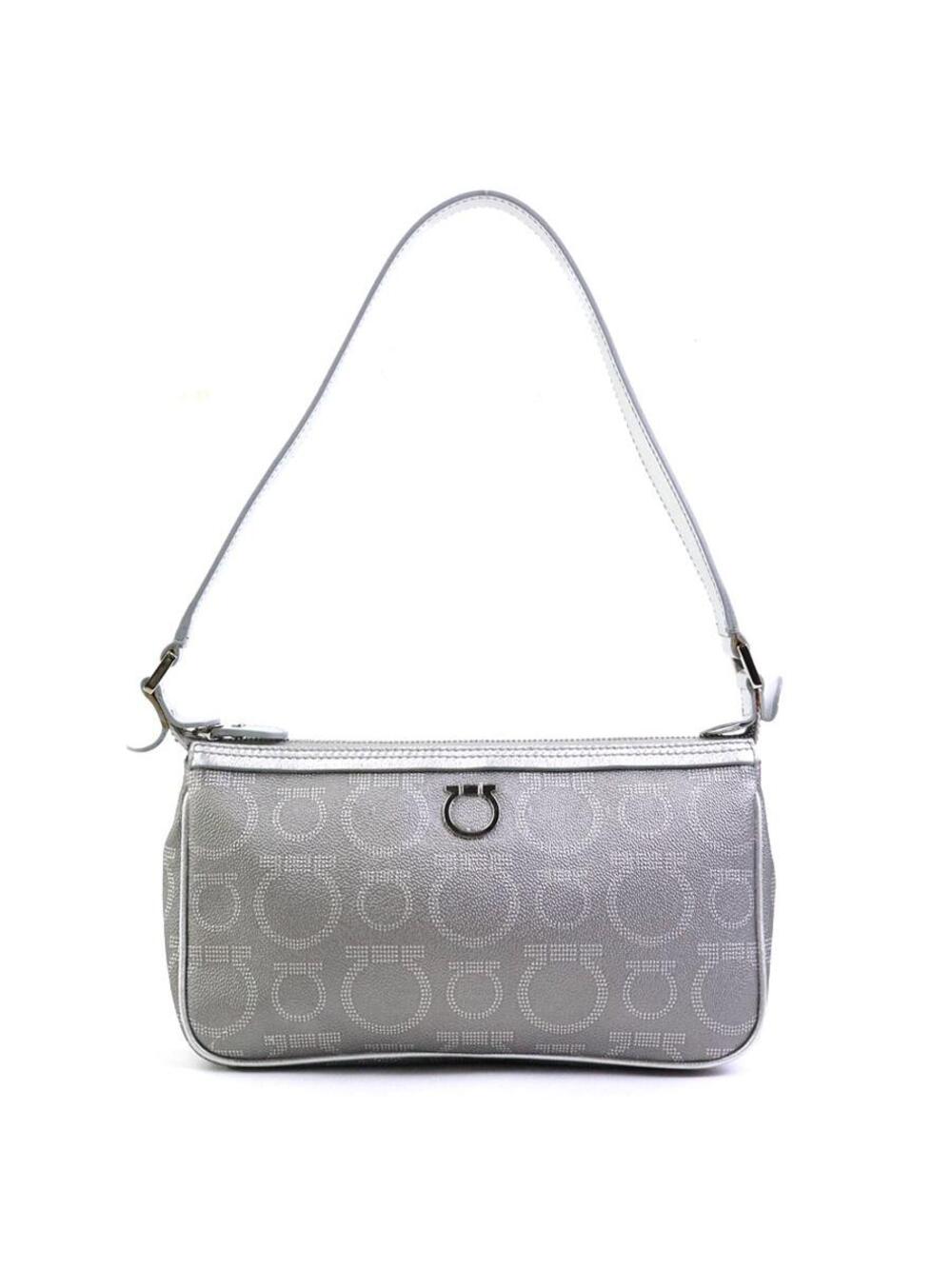 Auth Salvatore Ferragamo Handbag Silver #369967S19B